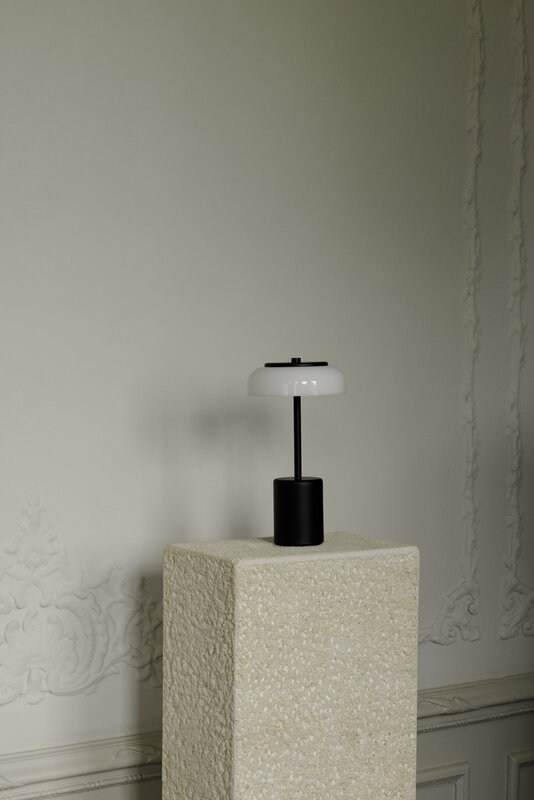 Nuura Blossi Mini portable table lamp, black - opal, decoration image