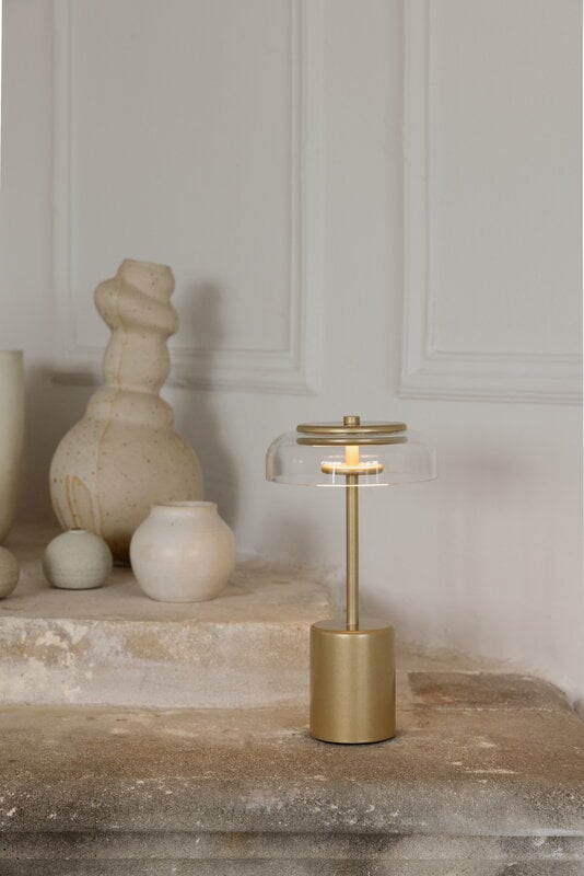 Nuura Lampe de table portable Blossi Mini, Nordic gold - transparent, image décorative