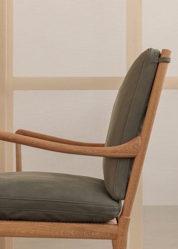 Carl Hansen & Søn OW149 Colonial Stuhl, geölte Eiche - Terra Leder Jade, dekorationsbild