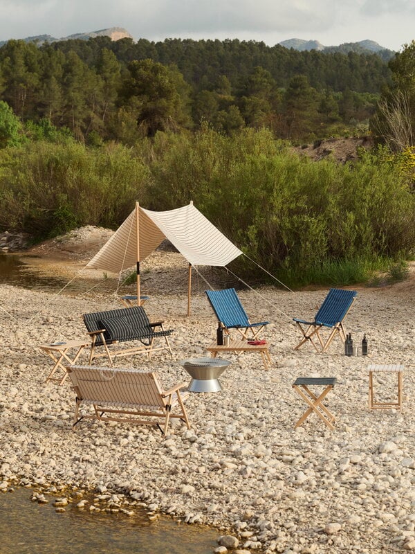 HAY Outdoor Market folding sofa, black - beige stripe | Finnish