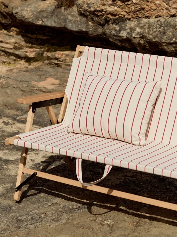 HAY Outdoor Market cushion, beige - red stripe, decoration image