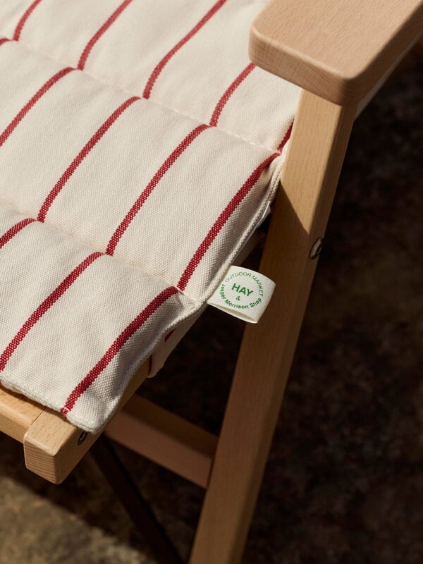 HAY Outdoor Market sofa cushion, beige - red stripe, decoration image