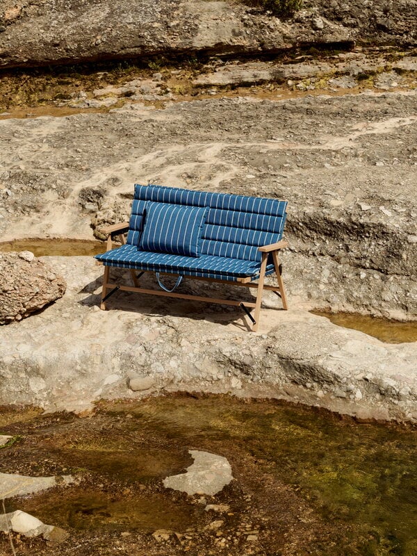HAY Outdoor Market folding sofa, blue - beige stripe | Finnish