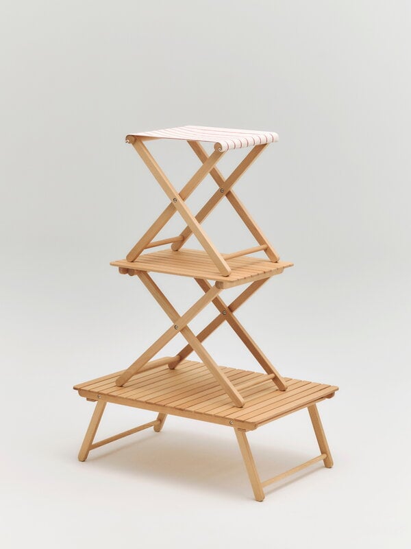HAY Outdoor Market folding stool, beige - red stripe, decoration image