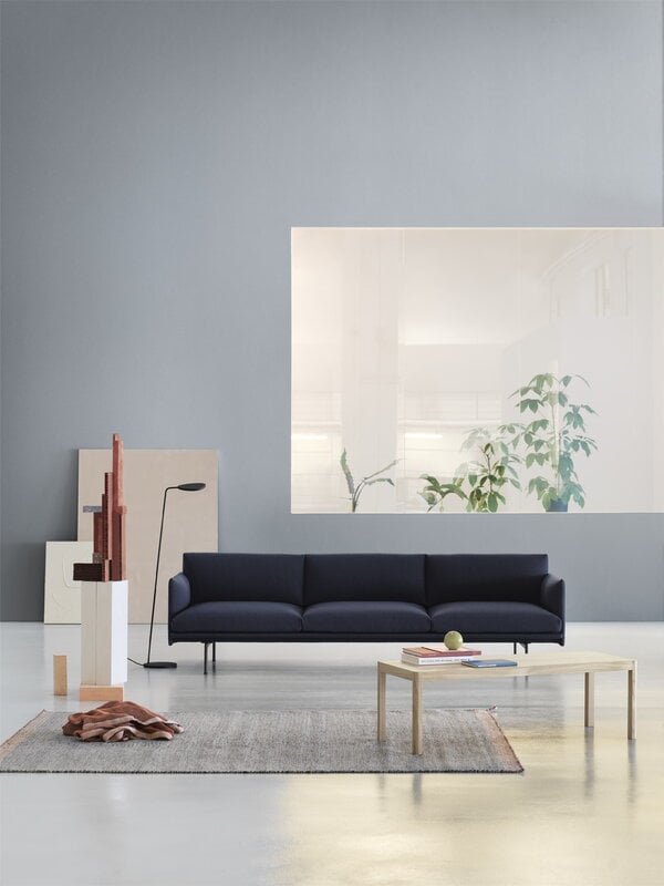Muuto Outline Sofa, 3-Sitzer, schwarzes Metall - Vidar 554, dekorationsbild