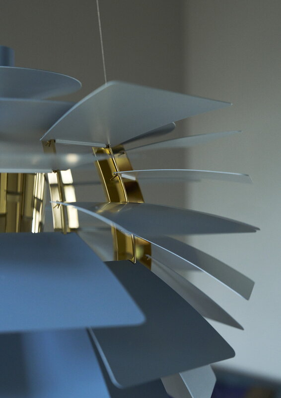 Louis Poulsen PH Artischocke, 480 mm, staubblau - Messing, dekorationsbild