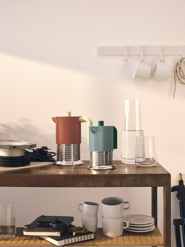 Alessi Vite induction espresso coffee maker, 3 cups, sage green - green, decoration image