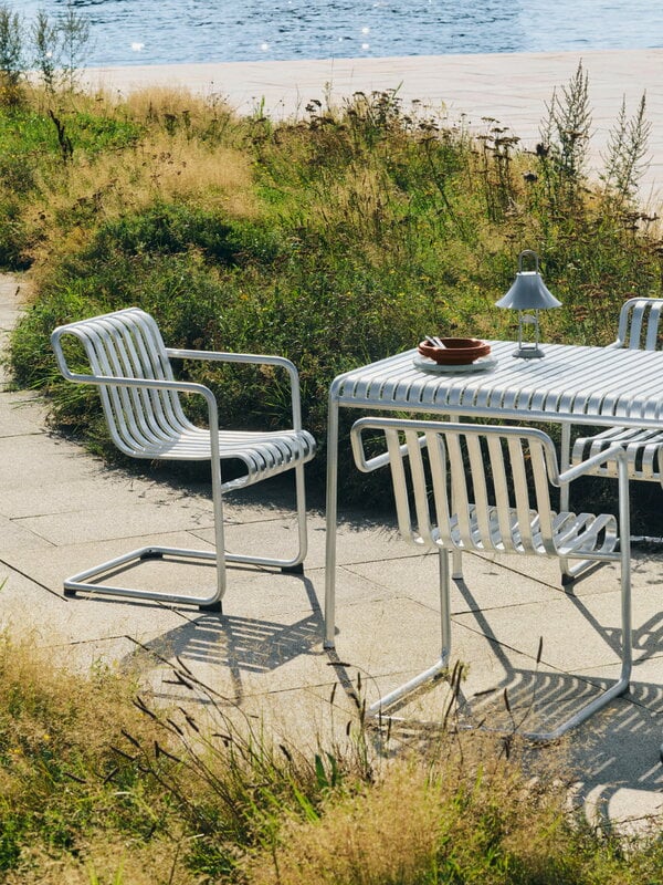HAY Palissade Cantilever dining armchair, hot galvanized, decoration image
