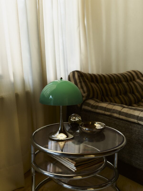 Louis Poulsen Panthella The Originals 250 Portable table lamp, opal green - chrome, decoration image