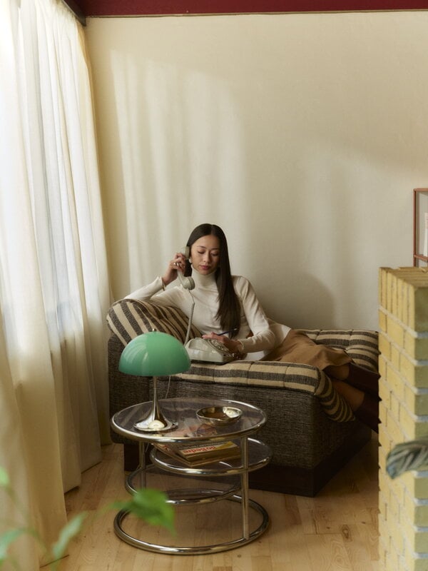 Louis Poulsen Panthella The Originals 250 Portable table lamp, opal green - chrome, decoration image
