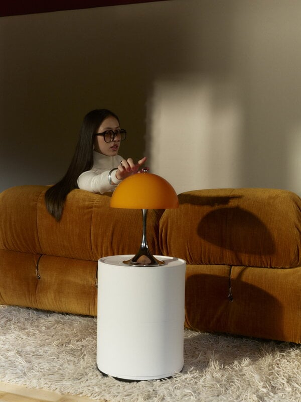 Louis Poulsen Panthella The Originals 250 Portable table lamp, opal orange - chrome, decoration image