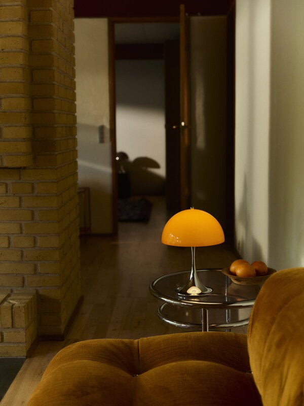Louis Poulsen Panthella The Originals 250 Portable table lamp, opal orange - chrome, decoration image