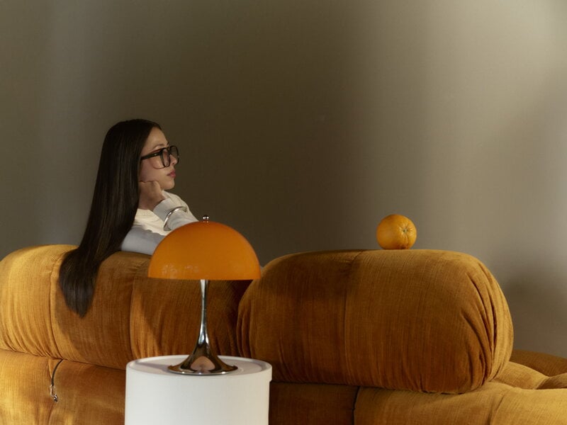 Louis Poulsen Panthella The Originals 250 Portable table lamp, opal orange - chrome, decoration image
