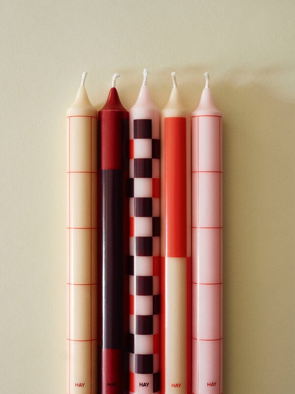 HAY Velas Pattern, set de 4, rojos - burdeos, imagen de decoración