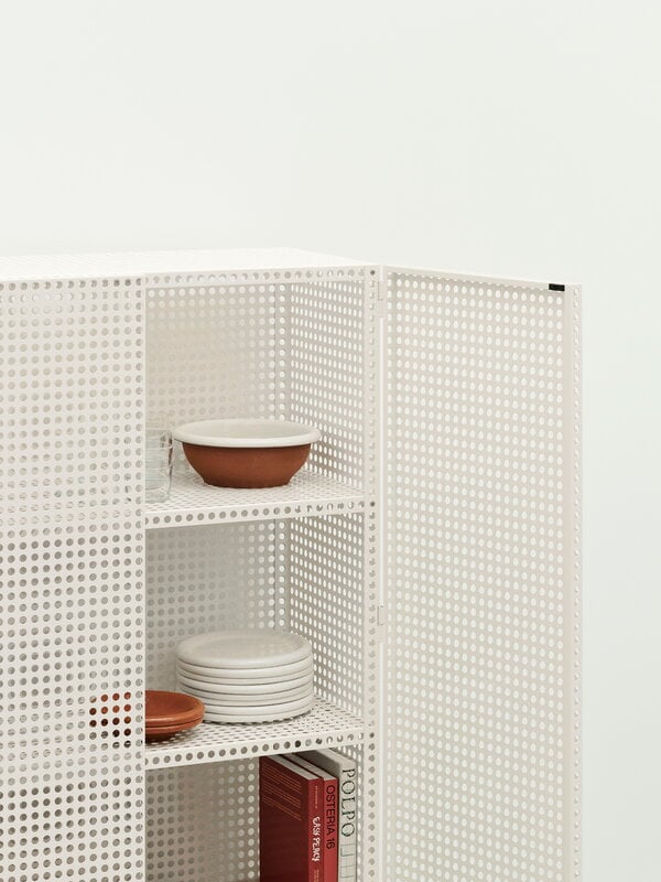 HAY Perforated floor cabinet, large, eggshell, decoration image