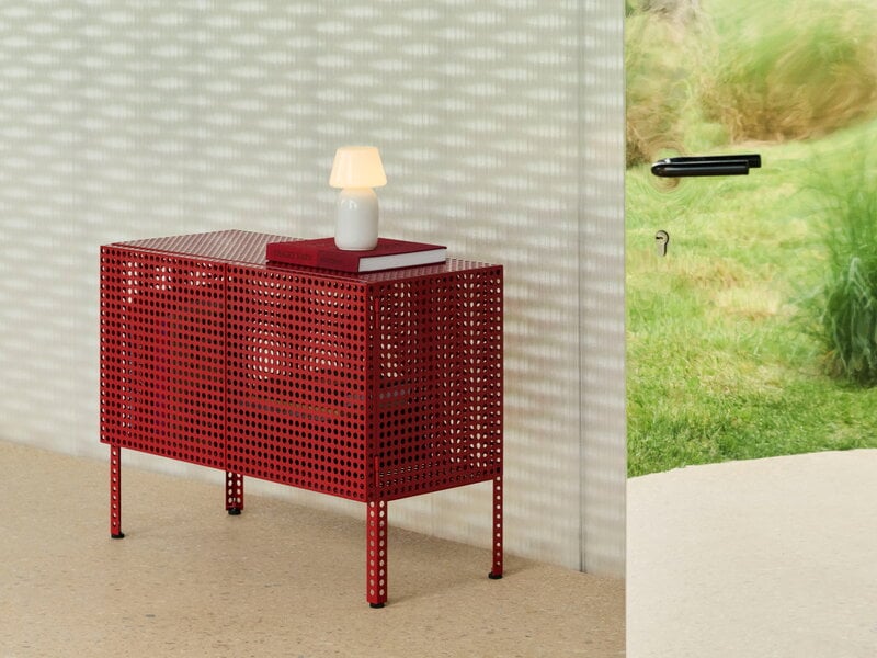 HAY Perforated floor cabinet, small, wine red, decoration image