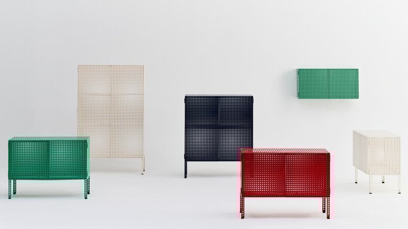 HAY Perforated floor cabinet, small, soft jade | Finnish Design Shop