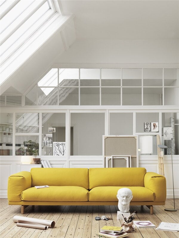 Muuto Rest sofa, 3-seater, oak - Hallingdal 457, decoration image