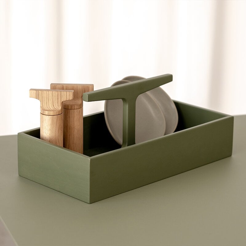 Ro Collection Toolbox container, low, green oak, decoration image