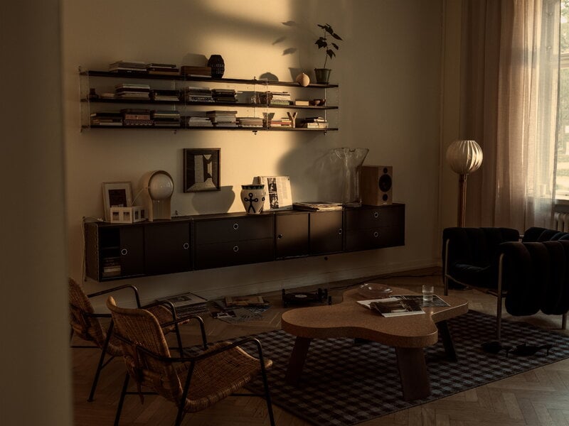 String Furniture String chest with 2 drawers, 58 x 30 cm, black stained ash, view 7