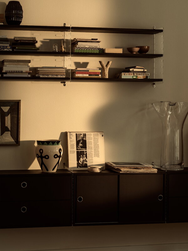 String Furniture Mobiletto String 78 x 20 cm, frassino tinto nero, vista 3
