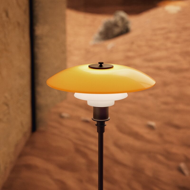 Louis Poulsen PH 3 1/2-2 1/2 floor lamp, Centenary Edition, aged brass-amber-opal white, decoration image