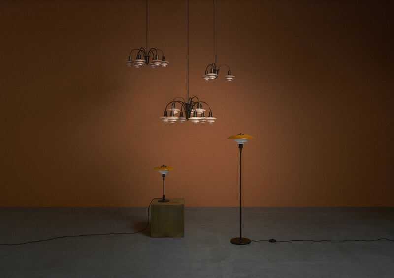 Louis Poulsen PH 3/2 table lamp, Centenary Edition, aged brass - amber - opal white, decoration image