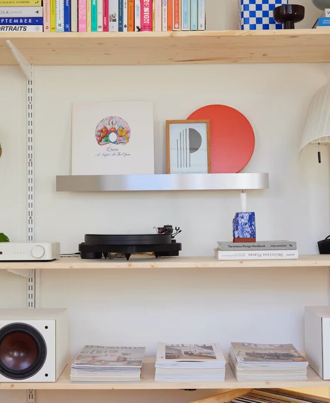 Paper Collective Gallery Shelf, 115 cm, oak - brushed steel, decoration image