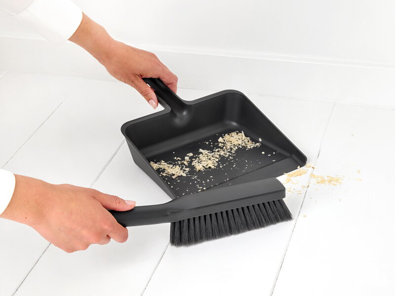 Brabantia SinkSide dustpan and brush set, dark grey, decoration image