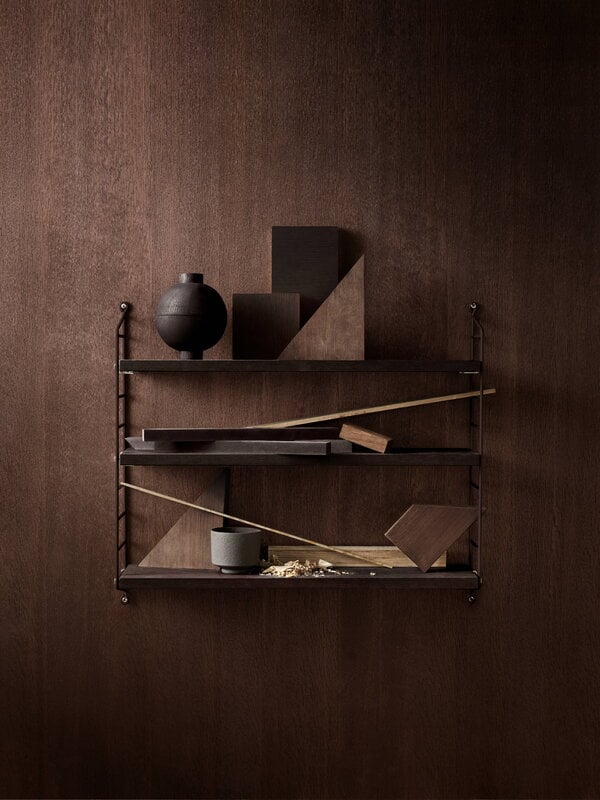 String Furniture String Pocket shelf, dark oak - dark brown, decoration image