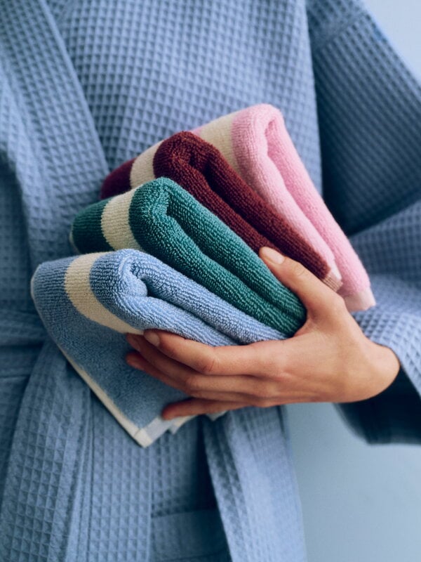 HAY Waffle bathrobe, one size, dusty blue, view 7