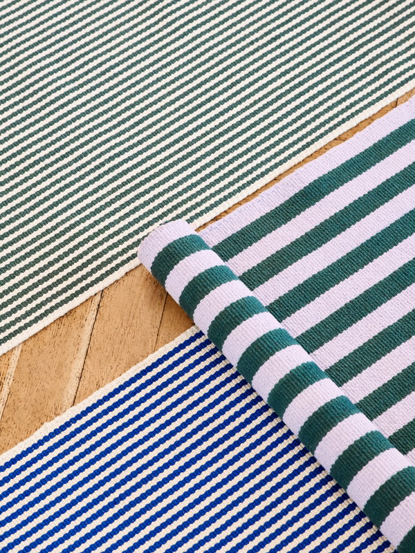 Black and White Striped Rug Layered Door Mat Underlay -  Finland