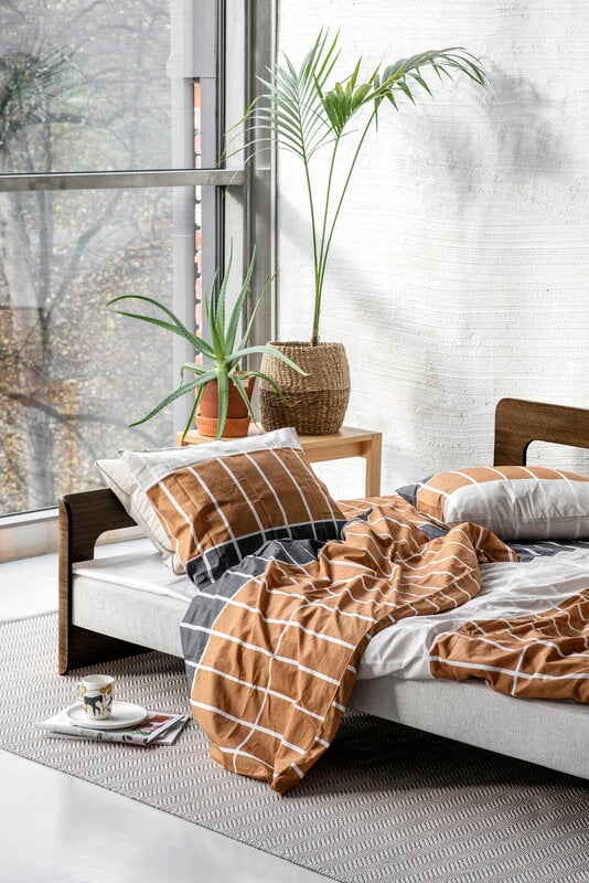 Tapio Anttila Collection ON2 Wood sofa bed, brown oak - off-white Diamonds 012, decoration image