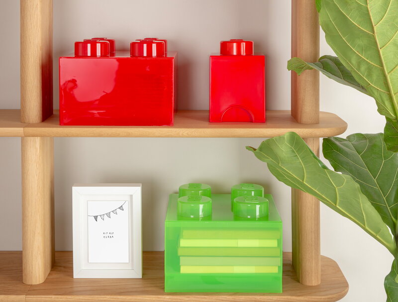 Room Copenhagen Lego Storage Brick 4 Top Lid, translucent red, decoration image