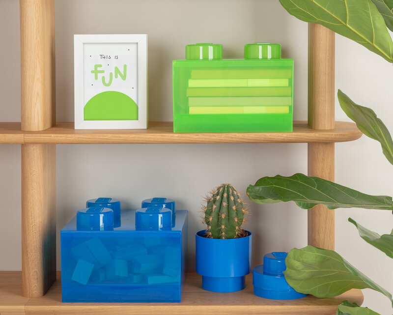 Room Copenhagen Lego Storage Brick 4 Top Lid, translucent blue, decoration image