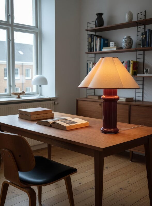 Tala Heath table lamp, port red - natural cotton, view 8
