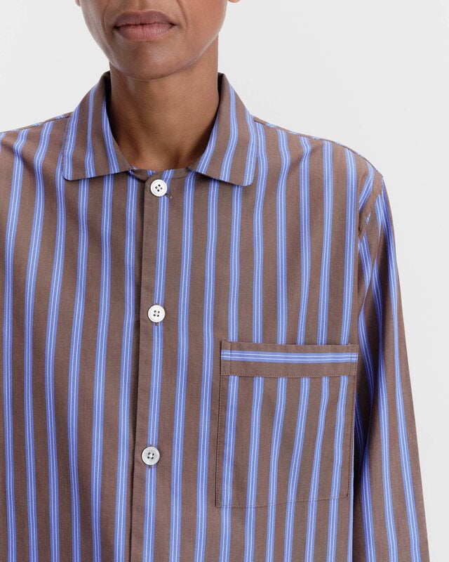 Tekla Poplin pyjama pants, chestnut stripes, decoration image