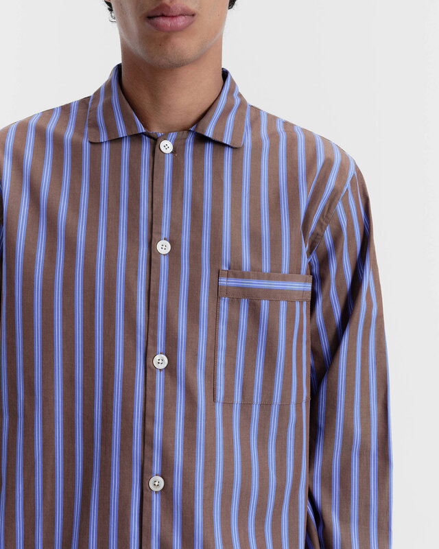 Tekla Poplin pyjama pants, chestnut stripes, decoration image