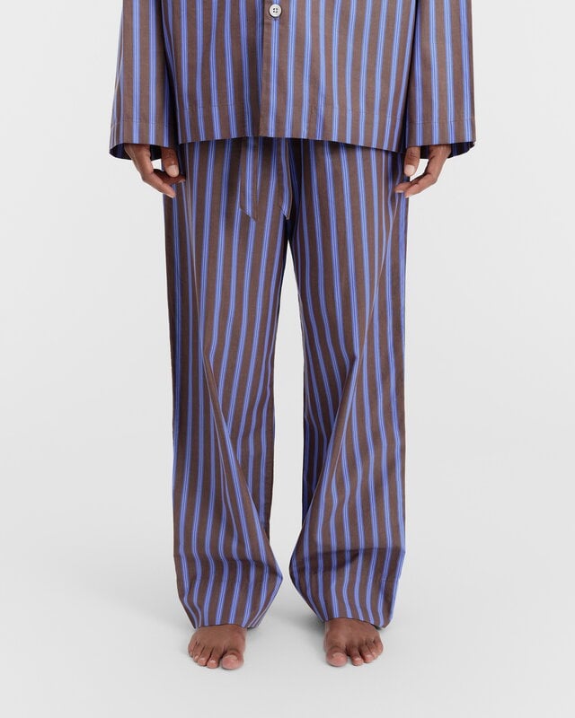 Tekla Poplin pyjama pants, chestnut stripes, decoration image