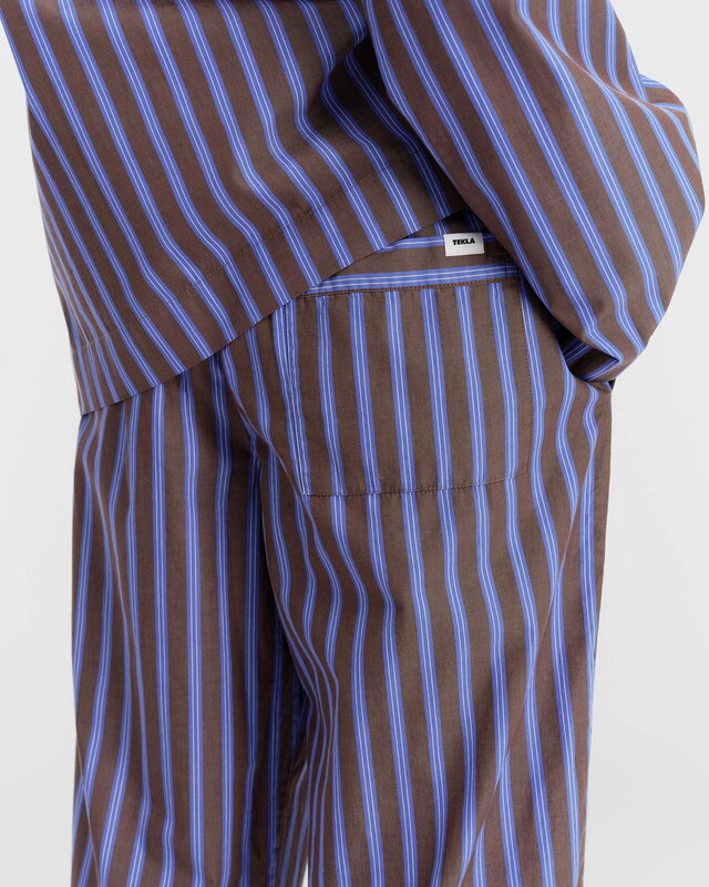 Tekla Poplin pyjama pants, chestnut stripes, decoration image