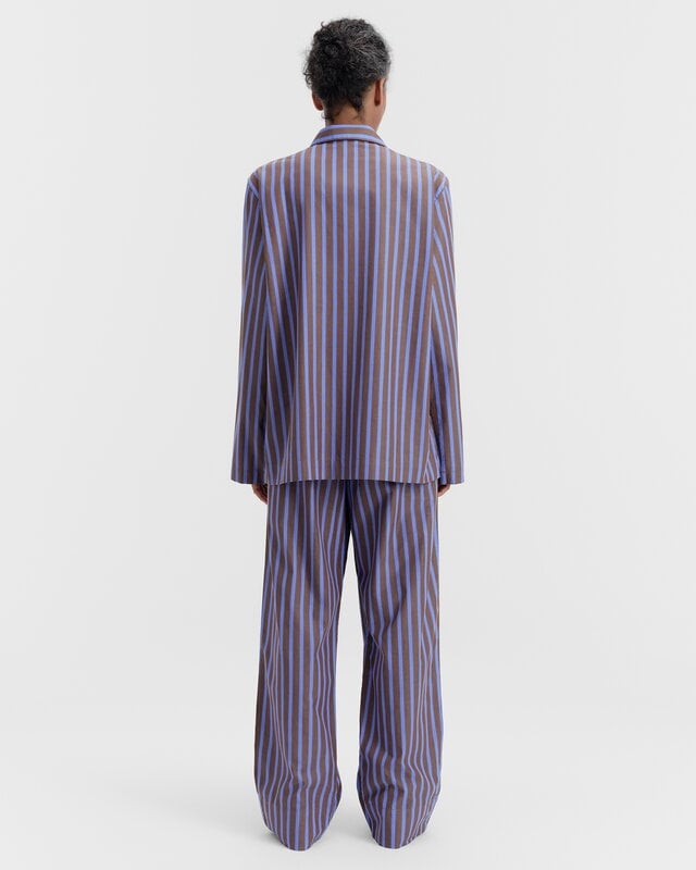 Tekla Poplin pyjama pants, chestnut stripes, decoration image
