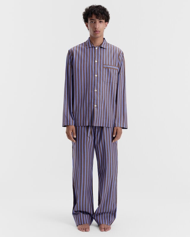 Tekla Poplin pyjama pants, chestnut stripes, decoration image