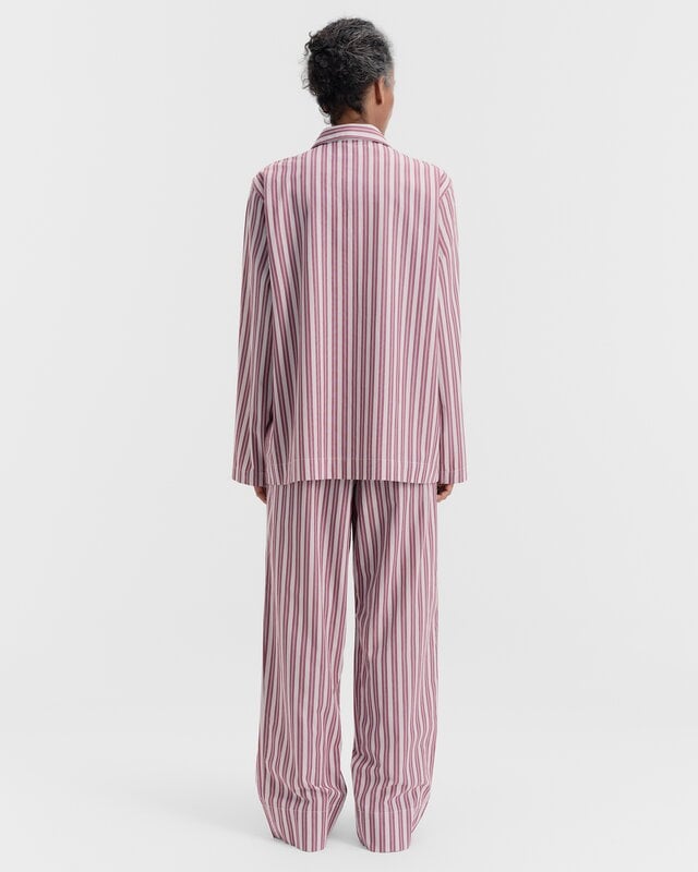 Tekla Poplin pyjamasbyxor, rabarber ränder, dekorationsbild