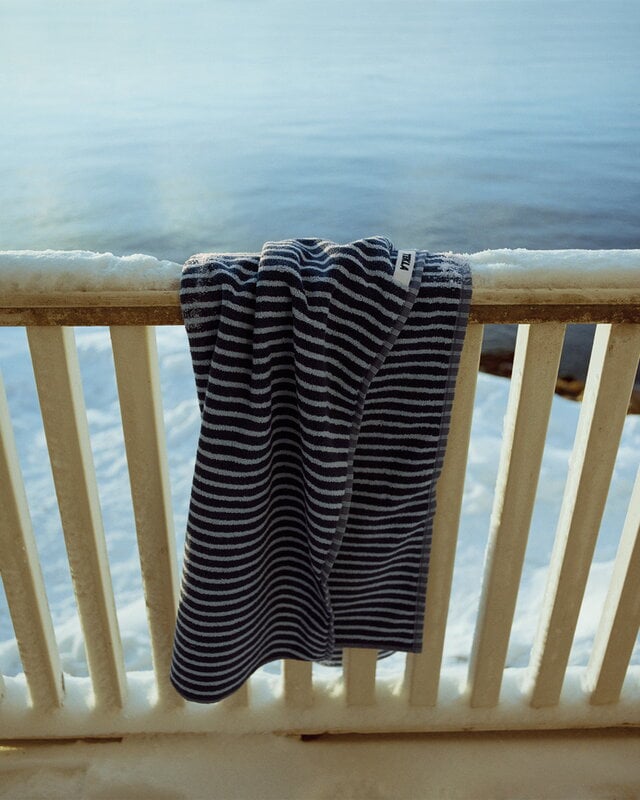Tekla Terry towel, river stripes, decoration image