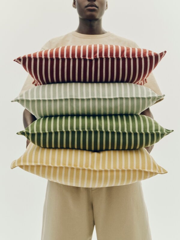 HAY Terrazza cushion, 50 x 50 cm, olive bold stripe, decoration image