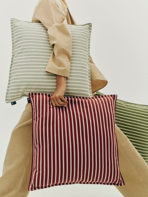 HAY Terrazza cushion, 50 x 50 cm, olive bold stripe, decoration image
