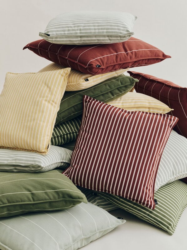 HAY Terrazza cushion, 50 x 50 cm, olive bold stripe, decoration image