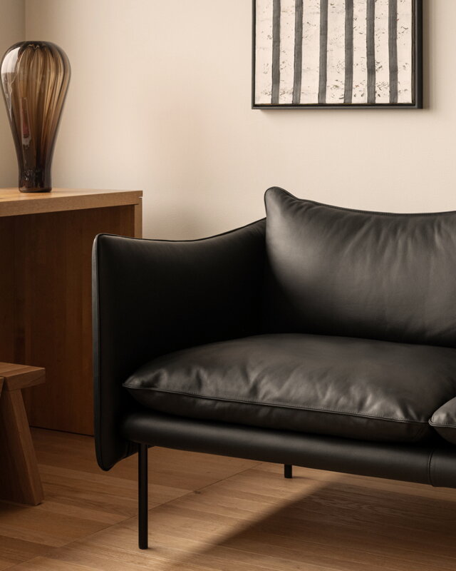 Fogia Tiki 2-seater sofa, black steel - black Elmosoft leather, view 7