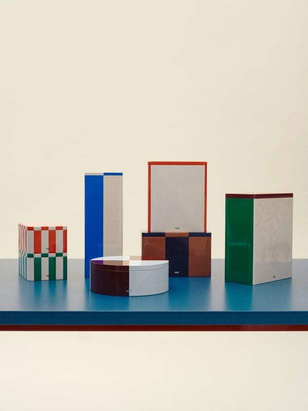 HAY Tin container, L, off-white - red, decoration image