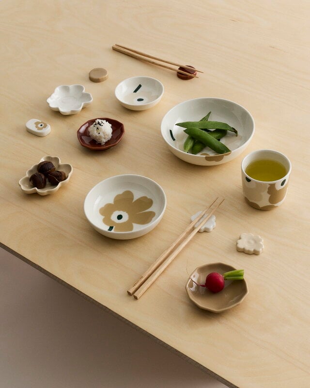 Marimekko Oiva - tazza Unikko, 4 dl, bianco - beige - sabbia chiaro - verde scuro, vista 2